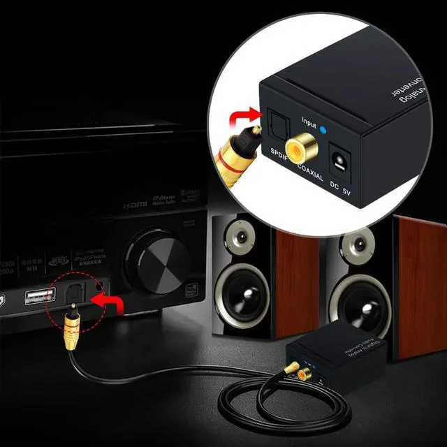 Alt view image 2 of 4 - Coaxial Optical Fiber Toslink Digital to Analog L/R RCA 3.5mm Jack Audio Converter SPDIF Digital Audio Decoder Stereo Amplifier