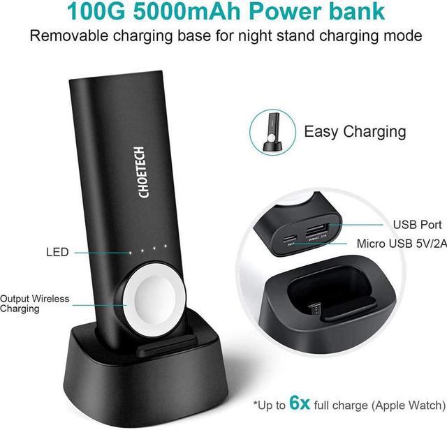 3 in 1 Power Bank Charging Station, 5,000 mAh Detachable Power Bank