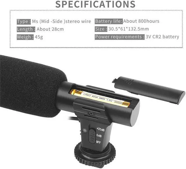 Alt view image 4 of 4 - MIC-5 3.5mm Stereo Microphone DSLR Camera VLOG Photography Interview Video Camcorder Recording Microphone for Nikon/Canon/Sony