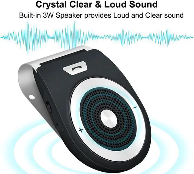 Alt view image 4 of 6 - Bluetooth Handsfree Speakerphone for Cell Phone, Aigital Wireless Car Speaker Motion AUTO POWER ON Car Receiver Sun Visor Music Player Adapter Built-In Microphone for Hands-Free Talking - Black