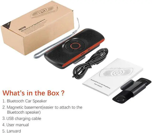Alt view image 7 of 7 - Bluetooth Handsfree Speakerphone for Cell Phone, NETVIP Wireless Car Kit Music Player Adapter with Back-Clip Portable Bluetooth Speaker for Home/Sport/Outdoor, Work with Siri/Google Assistant/TF Card