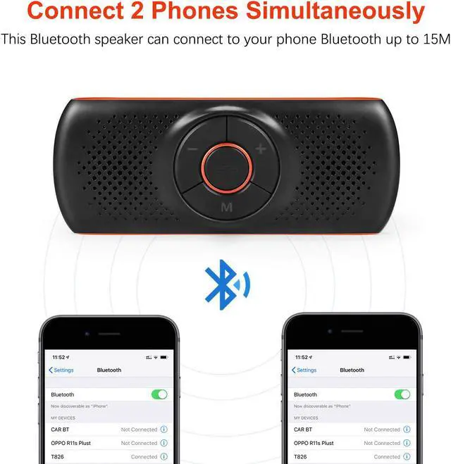 Alt view image 3 of 7 - Bluetooth Handsfree Speakerphone for Cell Phone, NETVIP Wireless Car Kit Music Player Adapter with Back-Clip Portable Bluetooth Speaker for Home/Sport/Outdoor, Work with Siri/Google Assistant/TF Card