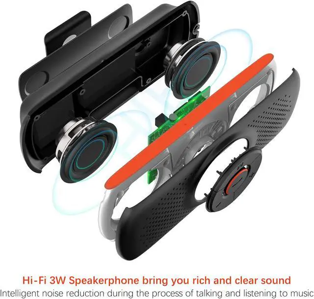 Alt view image 6 of 7 - Bluetooth Handsfree Speakerphone for Cell Phone, NETVIP Wireless Car Kit Music Player Adapter with Back-Clip Portable Bluetooth Speaker for Home/Sport/Outdoor, Work with Siri/Google Assistant/TF Card