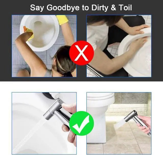 Alt view image 3 of 7 - Handheld Bidet Sprayer Kit for Toilet, Aigital Bidet Faucet with Hose for Feminine Wash, Easily Clean Baby Cloth Diaper, Pet, Bathroom, Bathtub, Strong/Soft Water Jet Sprayer Head, Stainless Steel
