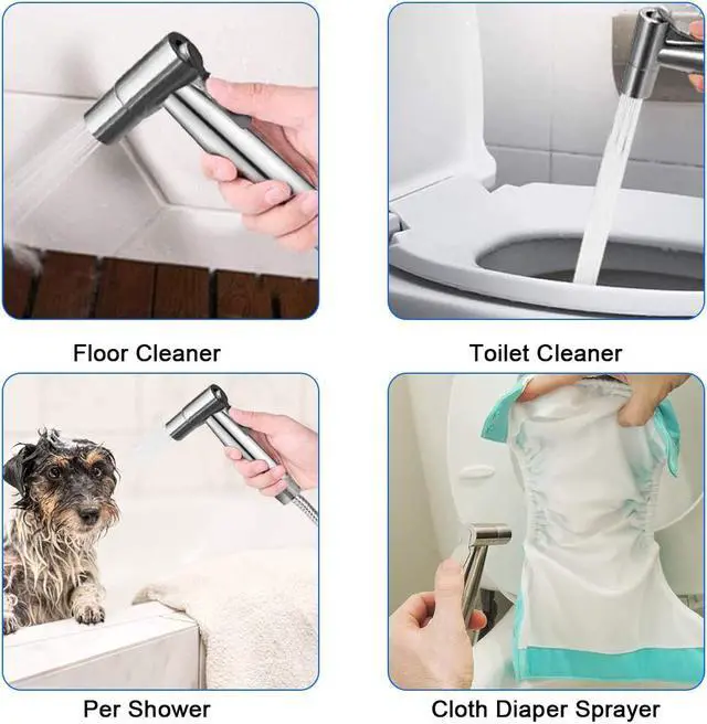 Alt view image 2 of 7 - Handheld Bidet Sprayer Kit for Toilet, Aigital Bidet Faucet with Hose for Feminine Wash, Easily Clean Baby Cloth Diaper, Pet, Bathroom, Bathtub, Strong/Soft Water Jet Sprayer Head, Stainless Steel