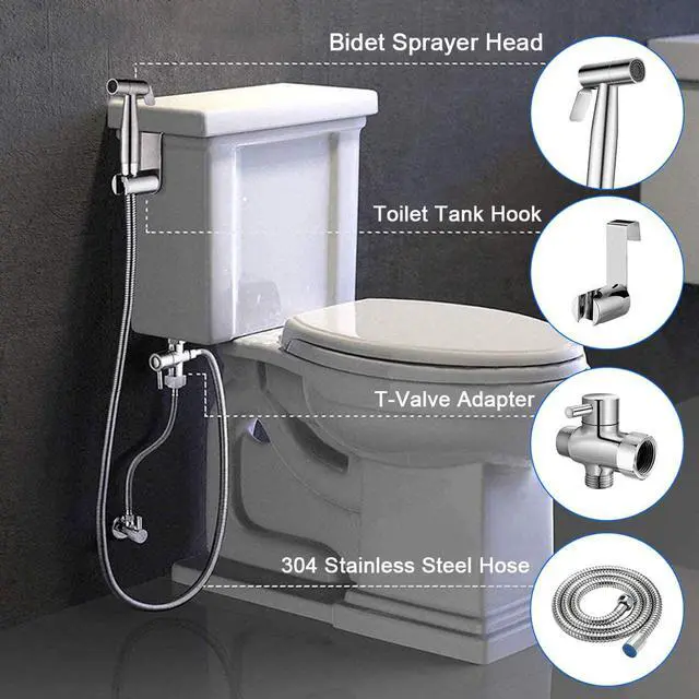 Alt view image 5 of 7 - Handheld Bidet Sprayer Kit for Toilet, Aigital Bidet Faucet with Hose for Feminine Wash, Easily Clean Baby Cloth Diaper, Pet, Bathroom, Bathtub, Strong/Soft Water Jet Sprayer Head, Stainless Steel