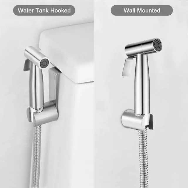 Alt view image 6 of 7 - Handheld Bidet Sprayer Kit for Toilet, Aigital Bidet Faucet with Hose for Feminine Wash, Easily Clean Baby Cloth Diaper, Pet, Bathroom, Bathtub, Strong/Soft Water Jet Sprayer Head, Stainless Steel