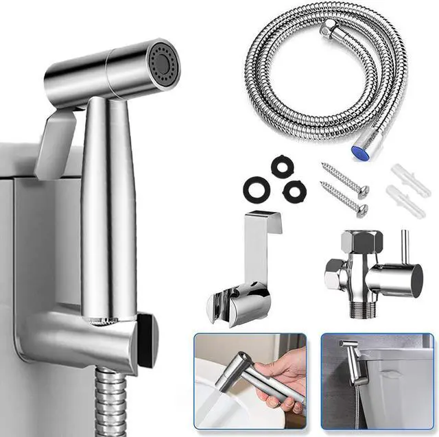 Alt view image 7 of 7 - Handheld Bidet Sprayer Kit for Toilet, Aigital Bidet Faucet with Hose for Feminine Wash, Easily Clean Baby Cloth Diaper, Pet, Bathroom, Bathtub, Strong/Soft Water Jet Sprayer Head, Stainless Steel