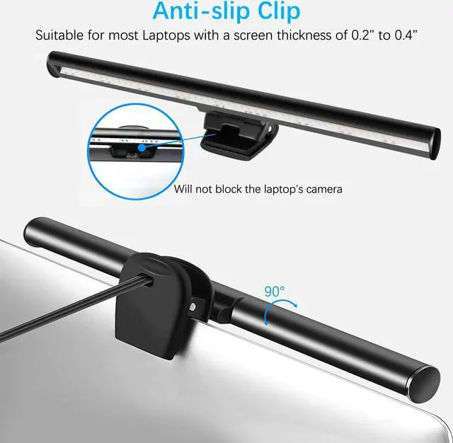 Alt view image 3 of 7 - Laptop Monitor Lamp Screen Monitor Light Bar, Aigital E-Reading LED Task Lamp with No Glare on Screen, USB Powered Monitor Lamp for Home/Office/Travel, 3 Color Temperature,10 Dimming Brightness Levels