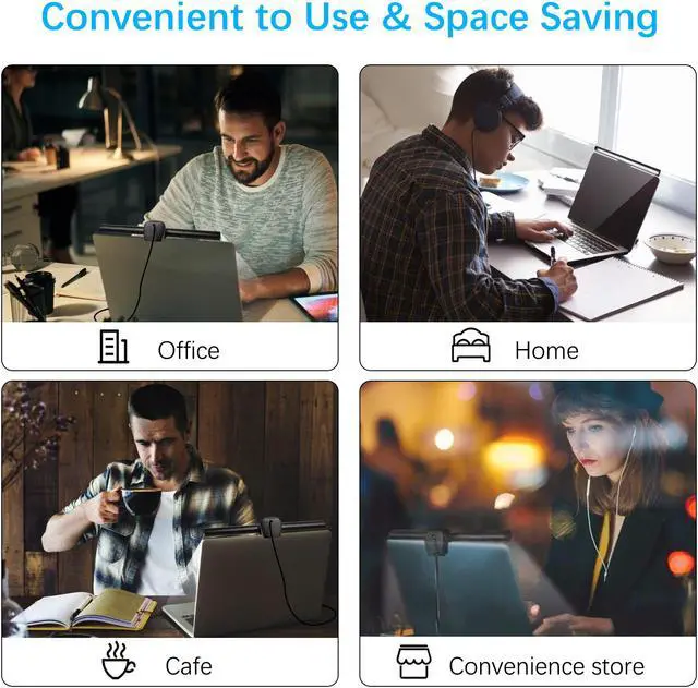 Alt view image 6 of 7 - Laptop Monitor Lamp Screen Monitor Light Bar, Aigital E-Reading LED Task Lamp with No Glare on Screen, USB Powered Monitor Lamp for Home/Office/Travel, 3 Color Temperature,10 Dimming Brightness Levels