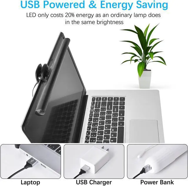 Alt view image 5 of 7 - Laptop Monitor Lamp Screen Monitor Light Bar, Aigital E-Reading LED Task Lamp with No Glare on Screen, USB Powered Monitor Lamp for Home/Office/Travel, 3 Color Temperature,10 Dimming Brightness Levels
