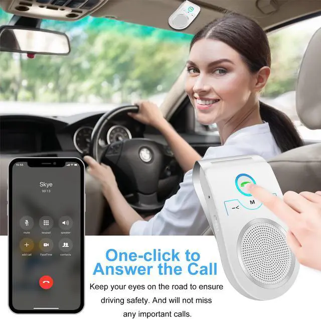 Alt view image 2 of 7 - Bluetooth Speakerphone Wireless Car Speaker, Aigital Upgraded Bluetooth 5.0 In-car Speaker for Cell Phone, Loud and Clear Sound for Hands-free Calling, GPS Navigation and Music