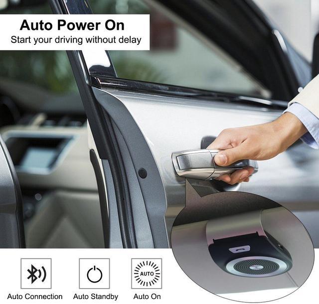 Bluetooth Car Speakerphone, Bluetooth Handsfree Car Speaker Motion Auto  Power On Stereo Music Player Wireless Sun Visor Audio Receiver Adapter for Cell  Phone, Support Voice Control, Built-in Mic 