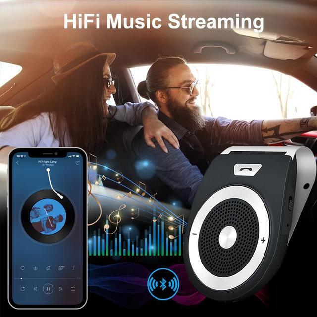 Alt view image 4 of 7 - Bluetooth Car Speakerphone, Bluetooth Handsfree Car Speaker Motion Auto Power On Stereo Music Player Wireless Sun Visor Audio Receiver Adapter for Cell Phone, Support Voice Control, Built-in Mic