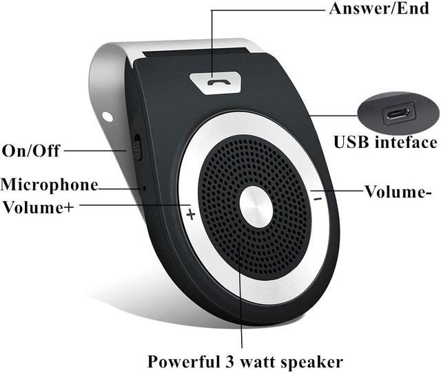 Alt view image 7 of 7 - Bluetooth Car Speakerphone, Bluetooth Handsfree Car Speaker Motion Auto Power On Stereo Music Player Wireless Sun Visor Audio Receiver Adapter for Cell Phone, Support Voice Control, Built-in Mic