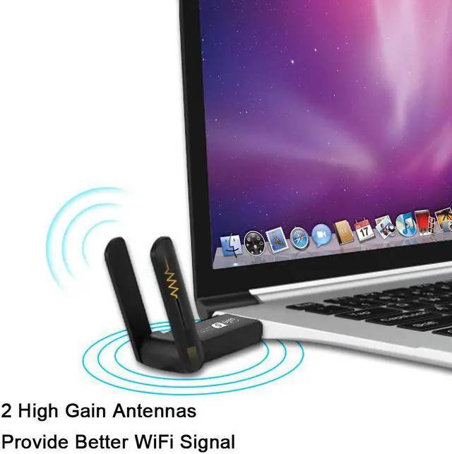 Alt view image 2 of 7 - WiFi Adapter, Aigital 1200Mbps Dual Band 5G/2.4G Wireless Network Adapter, USB 3.0 MU-MIMO WiFi Dongle with High Gain Antennas for Desktop PC, Supports Windows/Mac OS X