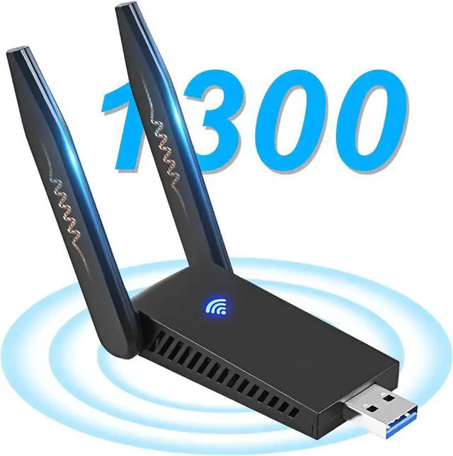 Main image of USB WiFi Adapter, Aigital 1300Mbps Dual Band Wi-Fi Dongle, USB 3.0 MU-MIMO Wireless Network Adapter with Antennas for Desktop PC Laptop, Compatible with Windows 11/10/8/7/Vista/XP & Mac OS X 10~11