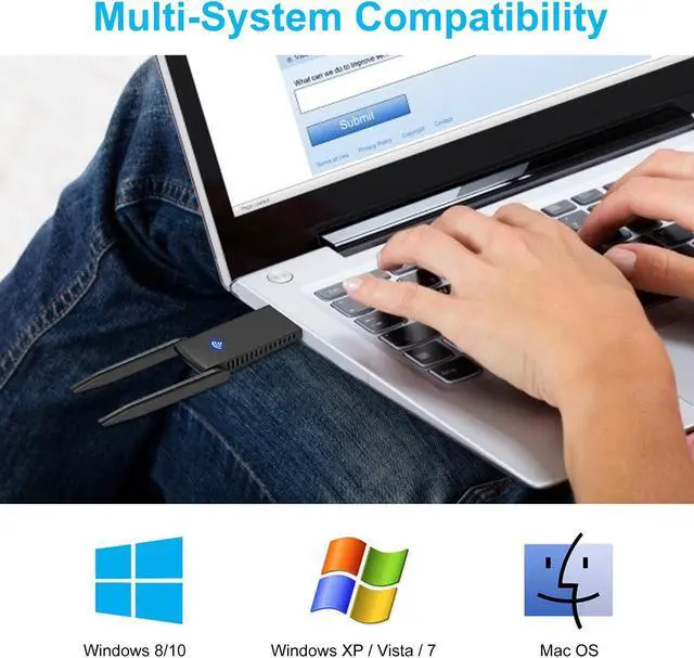 Alt view image 4 of 7 - USB WiFi Adapter, Aigital 1300Mbps Dual Band Wi-Fi Dongle, USB 3.0 MU-MIMO Wireless Network Adapter with Antennas for Desktop PC Laptop, Compatible with Windows 11/10/8/7/Vista/XP & Mac OS X 10~11