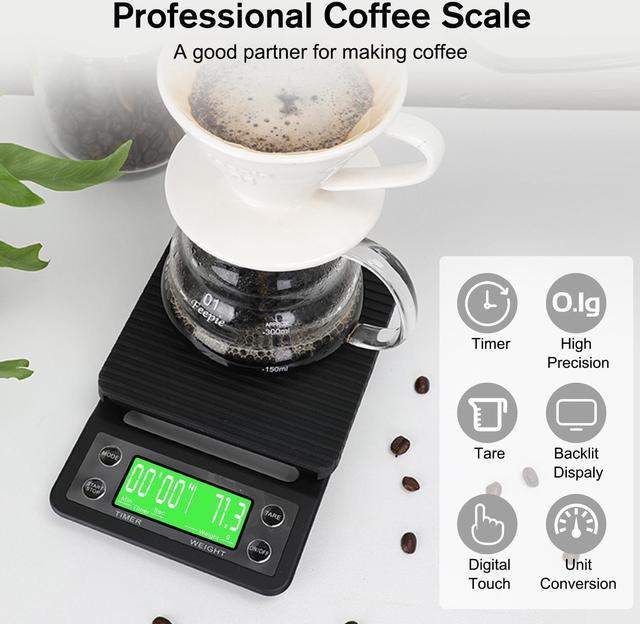 Coffee Scale with Timer, Aigital Food Scale Digital Kitchen Scale with High  Accuracy in 0.1g, Pour Over and Drip Espresso Scale Timer, LCD Display and