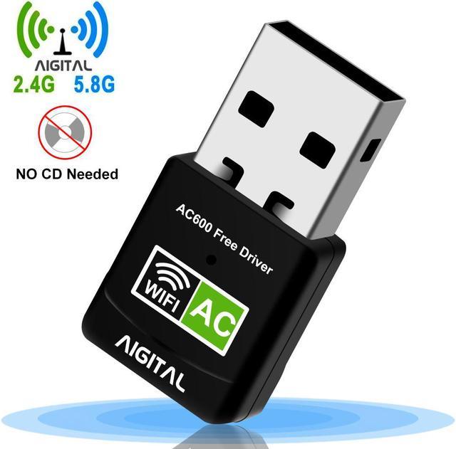 Korean hjerte synonymordbog Aigital USB WiFi Adapter for PC, AC600 Dual Band Wireless Network Adapter  for Desktop, Ultra Fast WiFi Dongle for Gaming, Mini Travel Size WiFi USB  Compatible with Windows, No CD Disk Needed
