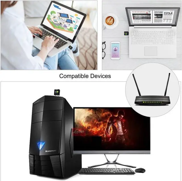 Alt view image 5 of 7 - Aigital USB WiFi Adapter for PC, AC600 Dual Band Wireless Network Adapter for Desktop, Ultra Fast WiFi Dongle for Gaming, Mini Travel Size WiFi USB Compatible with Windows, No CD Disk Needed