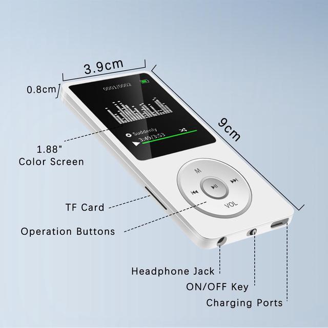 Alt view image 7 of 7 - 64GB MP3 Player with Bluetooth, MP4/MP3 Music Players with Speaker, Portable Multifunctional Media Player for Kids, MP4 Video, FM Radio, Recording, Alarm Clock Function - Earphones Included