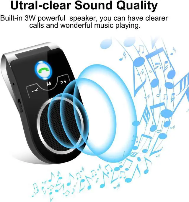 Alt view image 6 of 7 - Car Bluetooth Speaker, Aigital Bluetooth Car Speaker for Cell Phone, Handsfree Car Bluetooth Speakerphone, Siri&Google Assistant Supported, Connect to 2 Phones, Auto Connection, Long Time Playback