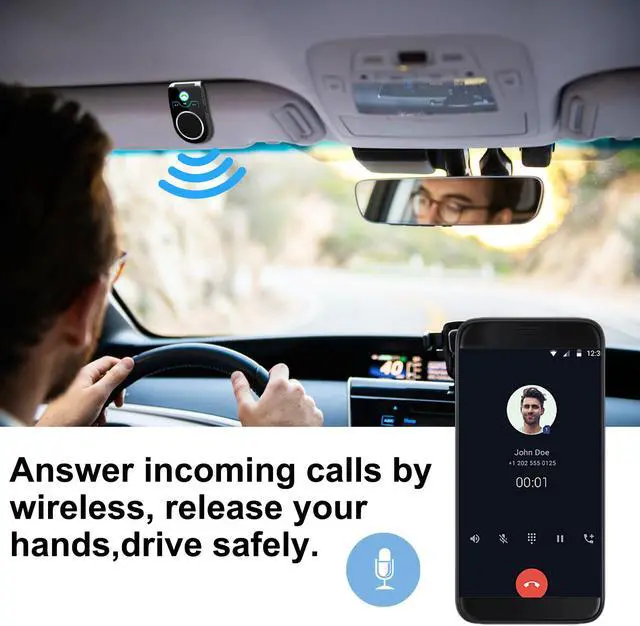 Alt view image 4 of 7 - Car Bluetooth Speaker, Aigital Bluetooth Car Speaker for Cell Phone, Handsfree Car Bluetooth Speakerphone, Siri&Google Assistant Supported, Connect to 2 Phones, Auto Connection, Long Time Playback
