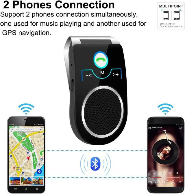 Alt view image 5 of 7 - Car Bluetooth Speaker, Aigital Bluetooth Car Speaker for Cell Phone, Handsfree Car Bluetooth Speakerphone, Siri&Google Assistant Supported, Connect to 2 Phones, Auto Connection, Long Time Playback