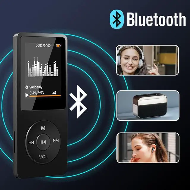 Alt view image 2 of 7 - 64GB MP3 Player with Bluetooth, Aigital MP3 Music Players with Speaker and TF Card Slot, Portable Multifunctional Media Player for Kids with FM Radio & Video Function - Earphones Included