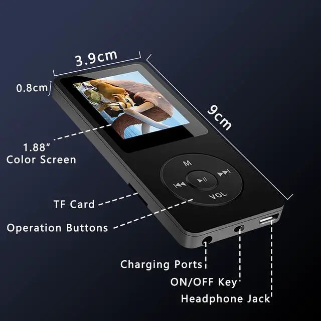 Alt view image 7 of 7 - 64GB MP3 Player with Bluetooth, Aigital MP3 Music Players with Speaker and TF Card Slot, Portable Multifunctional Media Player for Kids with FM Radio & Video Function - Earphones Included