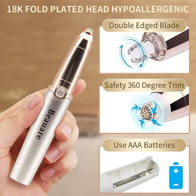 Alt view image 5 of 7 - Eyebrow Trimmer Epilator Eyebrow Hair Remover Painless for Face Lips Facial Portable Eyebrow Razor with Light for Women Men