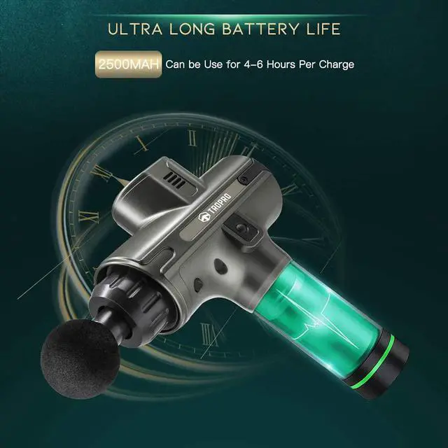 Alt view image 3 of 7 - Massage Gun for Athletes, TROPRO Handheld Electric Percussion Deep Tissue Body Muscle Massager Gun for Pain Relief with LCD Touch Screen, 20 Speed Levels, 4-6 Hours Running Time, 8 Massage Heads