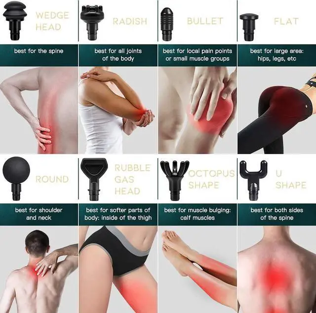 Alt view image 6 of 7 - Massage Gun for Athletes, TROPRO Handheld Electric Percussion Deep Tissue Body Muscle Massager Gun for Pain Relief with LCD Touch Screen, 20 Speed Levels, 4-6 Hours Running Time, 8 Massage Heads