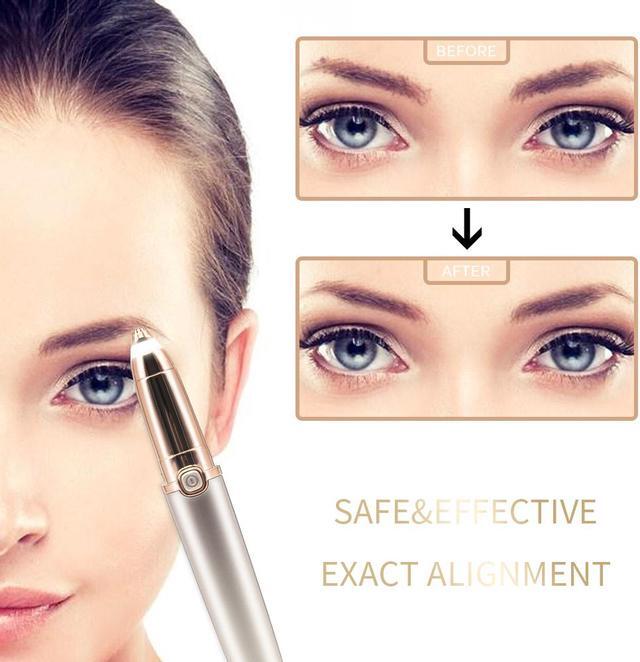 Alt view image 4 of 7 - Rechargeable Eyebrow Trimmer Eyebrow Razor Painless-Precision Eyebrow Hair Remover Tool For Face Lips Nose Facial Hair Removal for Men Women (Gold-Rechargeable)