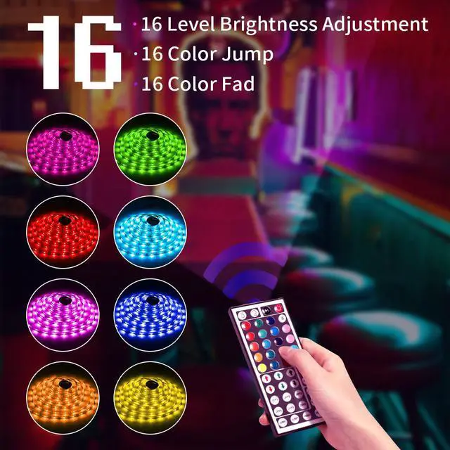Alt view image 5 of 7 - LED Strip Lights, 16.4ft RGB LED Light Strip 5050 LED Tape Lights, Color Changing LED Strip Lights with Remote for Home Lighting Kitchen Bed Flexible Strip Lights for Bar Home Decoration