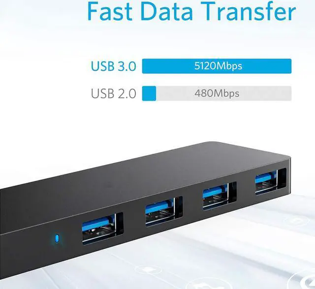 Alt view image 3 of 7 - USB 3.0 HUB Tropro 5Gbps 4 Ports USB Splitter OTG Adapter With Power Supply Interface (30CM) for MacBook Laptop PC Tablet Computer