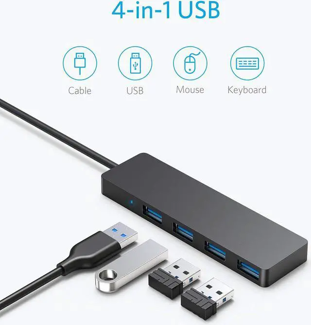 Alt view image 5 of 7 - USB 3.0 HUB Tropro 5Gbps 4 Ports USB Splitter OTG Adapter With Power Supply Interface (30CM) for MacBook Laptop PC Tablet Computer