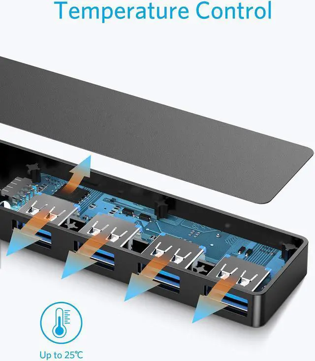 Alt view image 7 of 7 - USB 3.0 HUB Tropro 5Gbps 4 Ports USB Splitter OTG Adapter With Power Supply Interface (30CM) for MacBook Laptop PC Tablet Computer