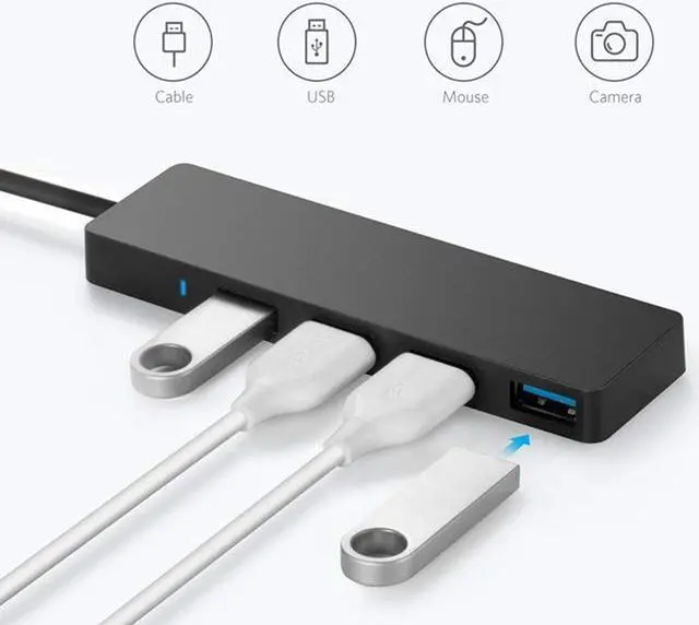 Alt view image 2 of 7 - USB 3.0 HUB Tropro 5Gbps 4 Ports USB Splitter OTG Adapter With Power Supply Interface (30CM) for MacBook Laptop PC Tablet Computer