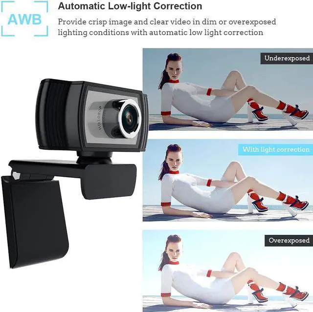 Alt view image 7 of 7 - 1080P Webcam with Microphone, TROPRO HD PC Desktop Computer MF Web Cam with 180° Ajustable Clip, 360°Rotatable USB Smart TV Web Camera for Skype, Live Steam, Video Chat, Recording, Conferencing