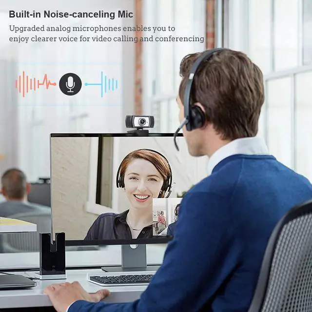 Alt view image 6 of 7 - 1080P Webcam with Microphone, TROPRO HD PC Desktop Computer MF Web Cam with 180° Ajustable Clip, 360°Rotatable USB Smart TV Web Camera for Skype, Live Steam, Video Chat, Recording, Conferencing