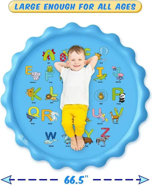 Alt view image 6 of 7 - Sprinkle & Splash Play Mat 67" Sprinkler for Kids Outdoor Inflatable Water Toys Fun for 1 2 3 4 5 6 7 8 Years Old Toddlers Boys Girls Children Summer Party Sprinkler Pool