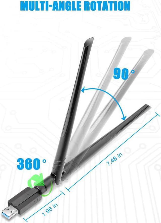 Alt view image 5 of 5 - USB WiFi Adapter 1300Mbps, USB 3.0 Wireless Network Adapter, 802.11ac WiFi Dongle with Dual Band 2.4GHz 5.8GHz, 5dBi Antenna, Supports Windows 10 8 7 Vista XP, Mac10.6-10.13, Linux