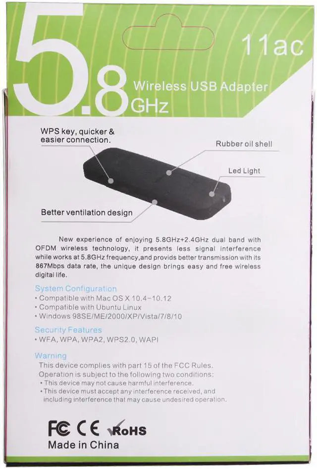 Alt view image 4 of 5 - 1200Mbps USB WiFi Network Adapter for Laptop, Desktop PC of Windows 10/8.1/8/7/XP, USB 3.0, AC1200 Dual Band 5GHz 867Mbps + 2.4GHz 300Mbps