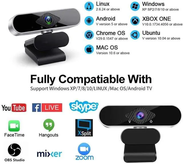Alt view image 5 of 10 - TROPRO Full HD 1080p Webcam, Webcam with Microphone Streaming Computer Web Cam for PC Laptop Desktop 360 Degree Rotation Computer Camera Highly Compatible with Win10/8/8.1/7/XP Linux Mac