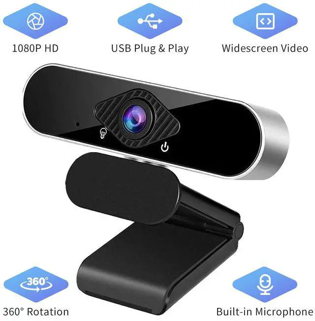 Main image of TROPRO Full HD 1080p Webcam, Webcam with Microphone Streaming Computer Web Cam for PC Laptop Desktop 360 Degree Rotation Computer Camera Highly Compatible with Win10/8/8.1/7/XP Linux Mac