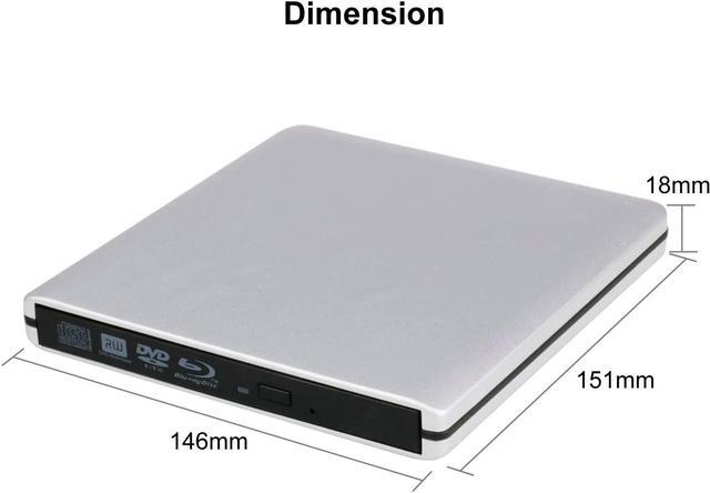 Alt view image 7 of 7 - TROPRO External 3D Blu ray CD DVD Drive, Portable USB 3.0 and Type-C Blu-ray CD/DVD+/-RW Burner Player Writer Reader Rewriter for PC Netbook Laptop Desktop with Mac OS Windows XP/7/8/10 Silver