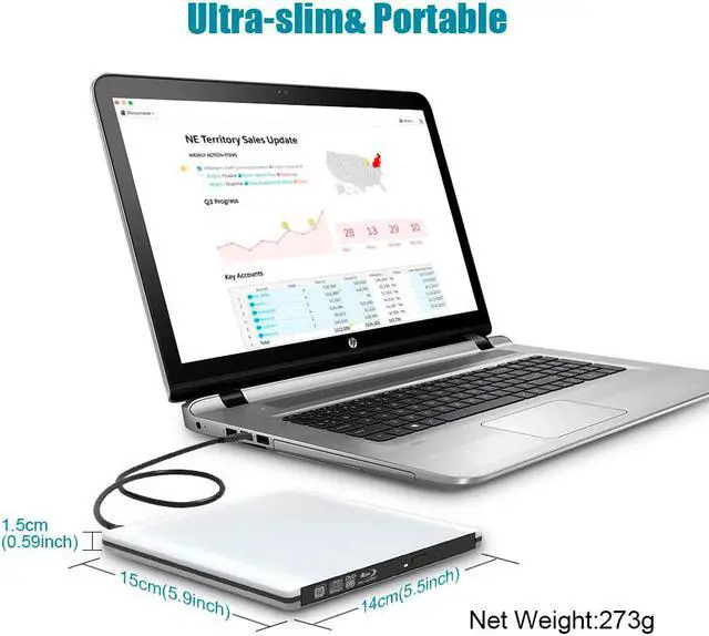 Alt view image 6 of 7 - TROPRO External 3D Blu ray CD DVD Drive, Portable USB 3.0 and Type-C Blu-ray CD/DVD+/-RW Burner Player Writer Reader Rewriter for PC Netbook Laptop Desktop with Mac OS Windows XP/7/8/10 Silver