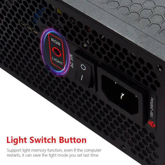Alt view image 4 of 7 - ATX Power Supply 550W Fully Modular 80+ Gold Certified with Addressable RGB Light - Vairous Color Mode, RGB-550W